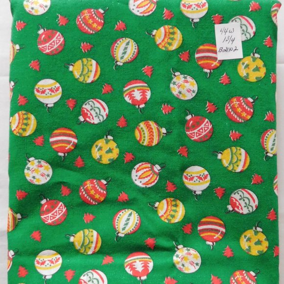2/$10 Fabric 1.75 Yards Christmas Tree Ornaments Holiday Decor Cotton 44 Wide - Picture 2 of 4
